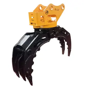 Excavator Hydraulic Rotatable Grapple Multi Use For Logs Wood Rock Stone Steel Rotating Grapple Claw Attachment