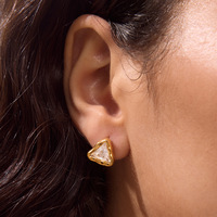 Perhiasan X&L Anting Baja Tahan Karat Berlapis PVD Emas 18K untuk Wanita Perhiasan Anting Kancing Tahan Air Zirkon Geometris Baru