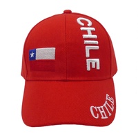Casquette de baseball unisexe de haute qualité Ever Fortune à 6 panneaux avec drapeau du Chili, logo personnalisé, broderie 3D en relief, vente en gros, premium, sportive