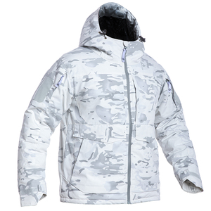 Veste tactique enduite lourde d'hiver pour hommes blouson bombardier de bricolage avec design sans col vêtements d'hiver - Product Image 2