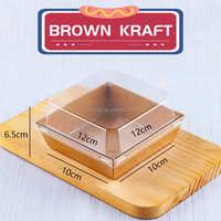 Vente en gros de plateaux en papier 10x10x6cm avec couvercle en plastique PET transparent pour boulangerie, pâtisserie, gâteaux, biscuits, muffins, sandwichs, tiramisu, pain