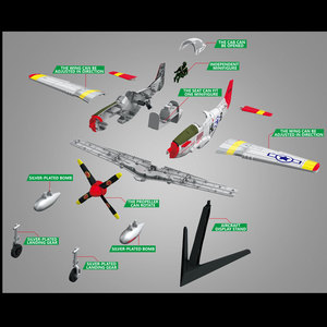 Modèles d'avions de collection à construire : P-38 Lightning 1/48, F4u <span class=keywords><strong>Corsair</strong></span>, P-51 Mustang, Bf109 chasseur allemand 1/42 - Product Image 4