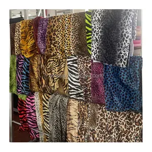 Hometextile Plush Velboa Leopard Printed Fabric 100%Polyester Velour Animal Pattern Upholstery Velvet Fabric for Sofa Cushion