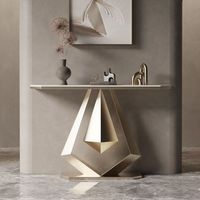 Nouvelle Arrivée 2026 : Table Console Moderne avec Plateau en Marbre et Piétement sur Pied pour Salon d'Appartement