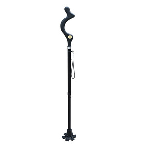 Canne de marche télescopique pliable légère en alliage d'aluminium noir pour personnes âgées, bâton de randonnée - Product Image 1