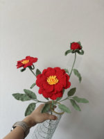 Bouquet de pivoines modernes en coton crocheté à la main, exquis, durable, fleurs tricotées de qualité supérieure, décoration festive pour la maison, les fêtes et les mariages