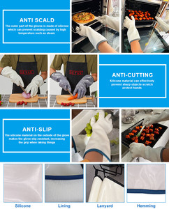 Gants de <span class=keywords><strong>cuisine</strong></span> en Silicone pour barbecue, coupe et Nuno isolation <span class=keywords><strong>thermique</strong></span> Protection des mains pour la Sublimation des aliments - Product Image 6