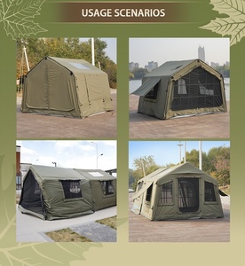 Grande tente de camping gonflable avec colonnes d'air, tente de glamping imperméable avec cheminée et ouverture pour climatiseur pour les familles en plein air - Product Image 6
