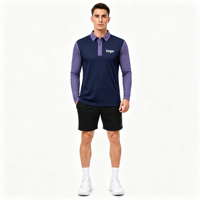 Polo de golf pour homme à manches longues en polyester gingham personnalisé avec impression intégrale pour vêtements de golf