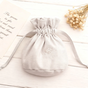 Wholesale Recyclable Customized Color Small Cotton Drawstring Pouch Gift <b>Bag</b> with Embroidered Logo - Product Image 1