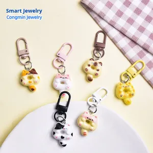 Cute Donut Cat Cartoon Keychain Pendant-Sweet Girl Student Backpack Decoration Couple Best Friend Small Gift - Product Image 2