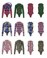 Fabricant de maillots de bain une pièce sur mesure, maillot de bain zippé pour femme, manches longues, imprimé