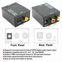 Toslink Amplificador Decodificador S/P DIF Señal digital a adaptador analógico estéreo R/L Convertidor de fibra óptica a coaxial