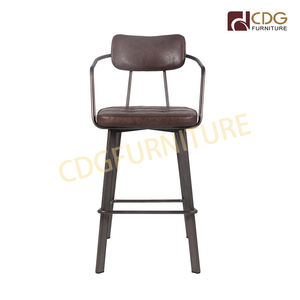 Sillón de cuero Pu con patas negras de Metal, <span class=keywords><strong>taburete</strong></span> de Bar tapizado, producto de descuento, diseño de estilo de lujo moderno, 75cm de hierro - Product Image 3