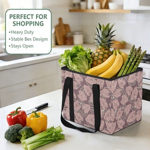 Hawaiian Kalo Custom Print on Demand Convenient Large Capacity Kitchen Reusable Grocery <b>Bags</b> <b>Foldable</b> Shopping Box for Travel - Product Image 5
