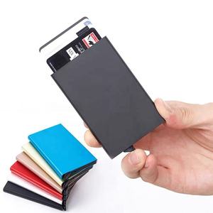 FSW246 New Aluminum RFID Blocking Auto Pop up Slide Credit Holder Metal Front Pocket <strong>Cards</strong> Box Wallet - Product Image 1