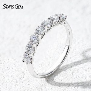 Bague éternité à sept pierres Starsgem S925, diamant de laboratoire de forme ronde de 3,2 mm - Product Image 2