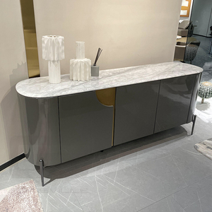 Gainsville muebles de forma ovalada casa sala de estar comedor Buffet gabinetes pintura de lujo aparador chino de madera con patas de Metal - Product Image 1