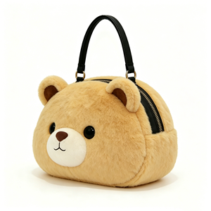 Bolso de mano de peluche con forma de oso, Bolso de peluche suave de oso Teddy, Bolso tote de peluche con cara de oso adorable, Bolso de mano con cara de oso esponjosa - Product Image 4