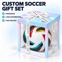 Ballon de football en cuir PU personnalisé Kata, taille 5, haute qualité, sans couture, thermocollé, coffret cadeau de Noël, vente en gros
