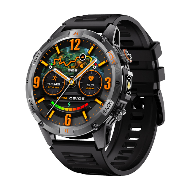 1.46' Round Shape YK15 Smart Watch IP68 Waterproof Call Bracelet Outdoor Compass GPS Tracker Sport Fitness Watch with Flashlight