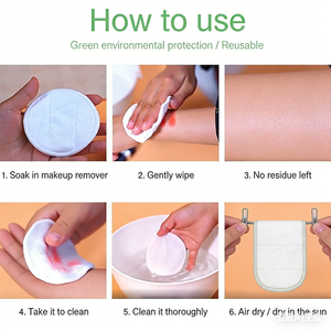 ผ้าเช็ดหน้าใยไผ่รูปวงรี สีขาว ขนาด 8*8 ซม. แบบเรียบง่าย ใช้ซ้ำได้ ซักล้างได้ เป็นมิตรต่อสิ่งแวดล้อม สำหรับทำความสะอาดผิวหน้า - Product Image 4