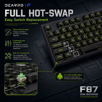Clavier mécanique de jeu F87 à touches complètes anti-ghosting, trois modes, 2.4G filaire, touches transparentes fumées, hot-swap complet, RGB, pour ordinateur de bureau