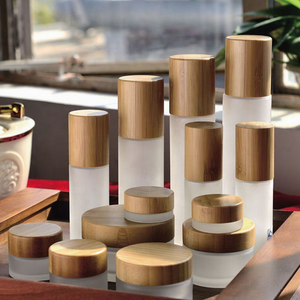 Frasco de vidrio para crema, dispensador de loción con <span class=keywords><strong>tapa</strong></span> de Bambú - Product Image 1