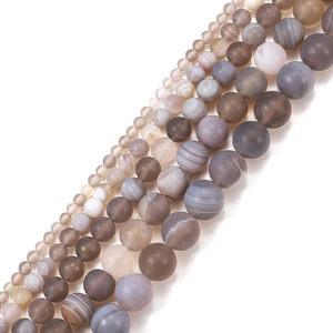 Matte Gray Agate Striped Round Loose <b>Beads</b> 4 6 8 10 12mm For Jewelry Making <b>Stone</b> <b>Beads</b> - Product Image 2