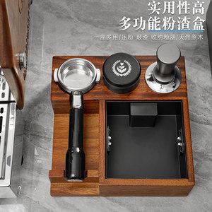 Contenedor multifuncional de madera maciza para posos de café, soporte para portafiltro, caja de almacenamiento para accesorios de máquina de café - Product Image 1