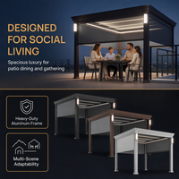 Pergola extérieure en aluminium coupe-vent et imperméable 3x3m avec toit à lames motorisé pour balcon, patio, jardin et espace extérieur