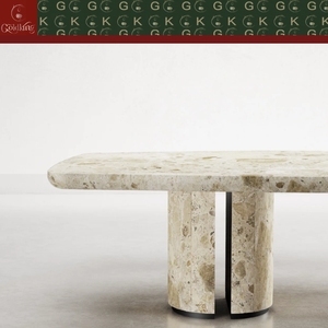 Mesa de Comedor Contemporánea GOLDKING Monet Garden con Tapa de Mármol y Patas Cilíndricas Divididas, OEM ODM Personalizada para Interiores de Condominios de Lujo - Product Image 4