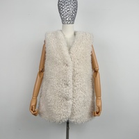 Gilet tendance en fausse fourrure de mouton pour femme, vêtement d'extérieur décontracté d'hiver, avec logo de marque, en polaire Sherpa sans manches