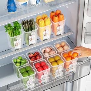 冷蔵庫サイドドアオーガナイザービン、積み重ね可能なプラスチック製食品保存容器、ハンドル付き、キッチン冷蔵庫用、卸売OEM - Product Image 4