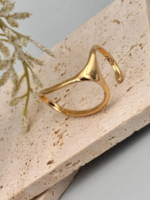 Bague double asymétrique en métal style punk, ligne irrégulière, ajustable, design sculptural