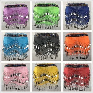 Bestdance-cinturón plateado de 3 filas para danza del vientre, bufanda de cadera, falda, envoltura de baile para <span class=keywords><strong>Kis</strong></span>, niña o adulto - Product Image 6