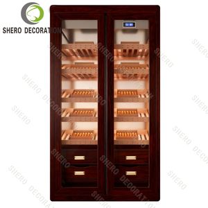 Vitrine commerciale en bois de haute qualité pour meubles de magasin de cigares avec plateaux et portes en verre - Product Image 1