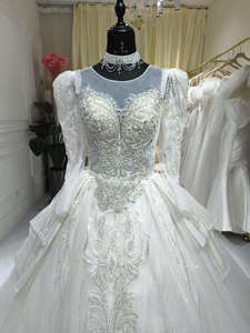 S2673N 2026 Nuevo Vestido de Novia de Lujo con Cola Larga, Estilo Princesa, Manga Larga, con Cuentas, de Alta Calidad - Product Image 3