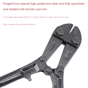 Coupe-boulons robustes de qualité industrielle - Acier CRV 60 HRC, bord durci, mâchoire antidérapante pour câbles épais - Product Image 4