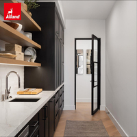 Ensemble d'armoires de cuisine Alland Natural Slim Shaker, finition Microvawe 2Dark Euro Oak Matte Black Shaker, sur mesure, fabriqué par Rift Cut Manufacturer