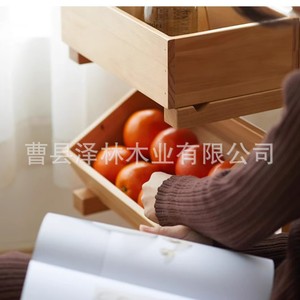Solid Wood Multi Layer Storage <b>Rack</b> 3 Tiers Wall Mounted Rectangle Durable For <b>Kitchen</b> Living Room Snack Vegetable Storage - Product Image 5