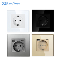 Enchufe de Pared LangYeao 86 de Vidrio Templado con Tipo C+USB 16A 3500W, Protección Infantil y Antiarañazos para Hogar y Oficina
