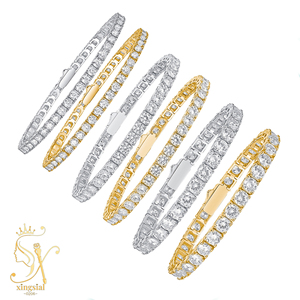 Venda quente 18K Banhado A Ouro Passe <span class=keywords><strong>Tester</strong></span> Diamante 925 Prata 2mm a 6mm Pulseira De Diamante Link VVS1 D Cor Moissanite Cadeia De Tênis - Product Image 1