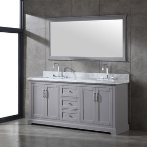 Mueble de Baño Doble Transicional de 72 Pulgadas Hecho en Vietnam, Gabinete Blanco con Encimera de Mármol Carrara y Espejo - Product Image 3