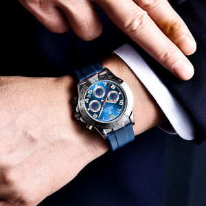 Reloj de cuarzo con cronógrafo Benyar para hombre, caja de acero inoxidable, correa negra, deportivo, resistente al agua hasta 30M, BY-5192 - Product Image 2