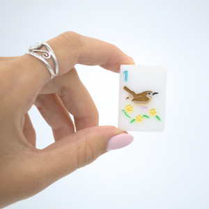 Set <span class=keywords><strong>di</strong></span> Mahjong Americano Ispirato alla Sottotarga della Carolina del Sud - Lussuoso Set Singolo Bianco da 160 Pezzi Dipinto a Mano in Acrilico - Product Image 3