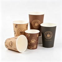 Gobelet à café en papier avec manchon et couvercle imprimés sur mesure pour boissons chaudes, idéal pour cafés et restaurants à emporter