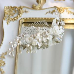 Nupcial plata peine del <span class=keywords><strong>pelo</strong></span> ópalo rhinestone cerámica flor peine del <span class=keywords><strong>pelo</strong></span> largo tocado de perlas <span class=keywords><strong>naturales</strong></span> - Product Image 6