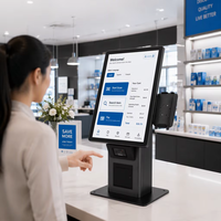Kiosque de paiement Android 21,5 pouces RK3568 4 Go 32 Go avec SDK, reconnaissance faciale, imprimante 80 mm, sur pied, résolution 1920x1080, LED