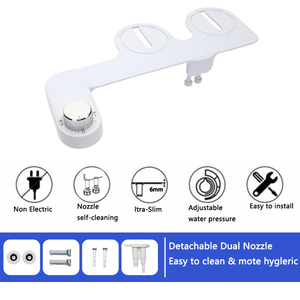 Accessoire de bidet à <span class=keywords><strong>eau</strong></span> <span class=keywords><strong>froide</strong></span> ultra-plat à double buse pour toilettes, non électrique, lavage féminin/postérieur, adapté aux salles de bain d'appartements - Product Image 3